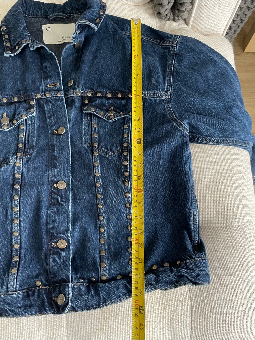 Pilcro The Weston Denim Boyfriend Jacket Studded Medium Dark Wash *Imperfect* - Picture 10 of 11